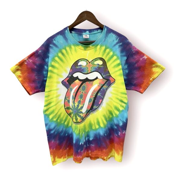 Vintage Rolling Stones Shirt Mens XL Tie Dye 90s Fractal 1994 Tour Concert Tee - Picture 1 of 12